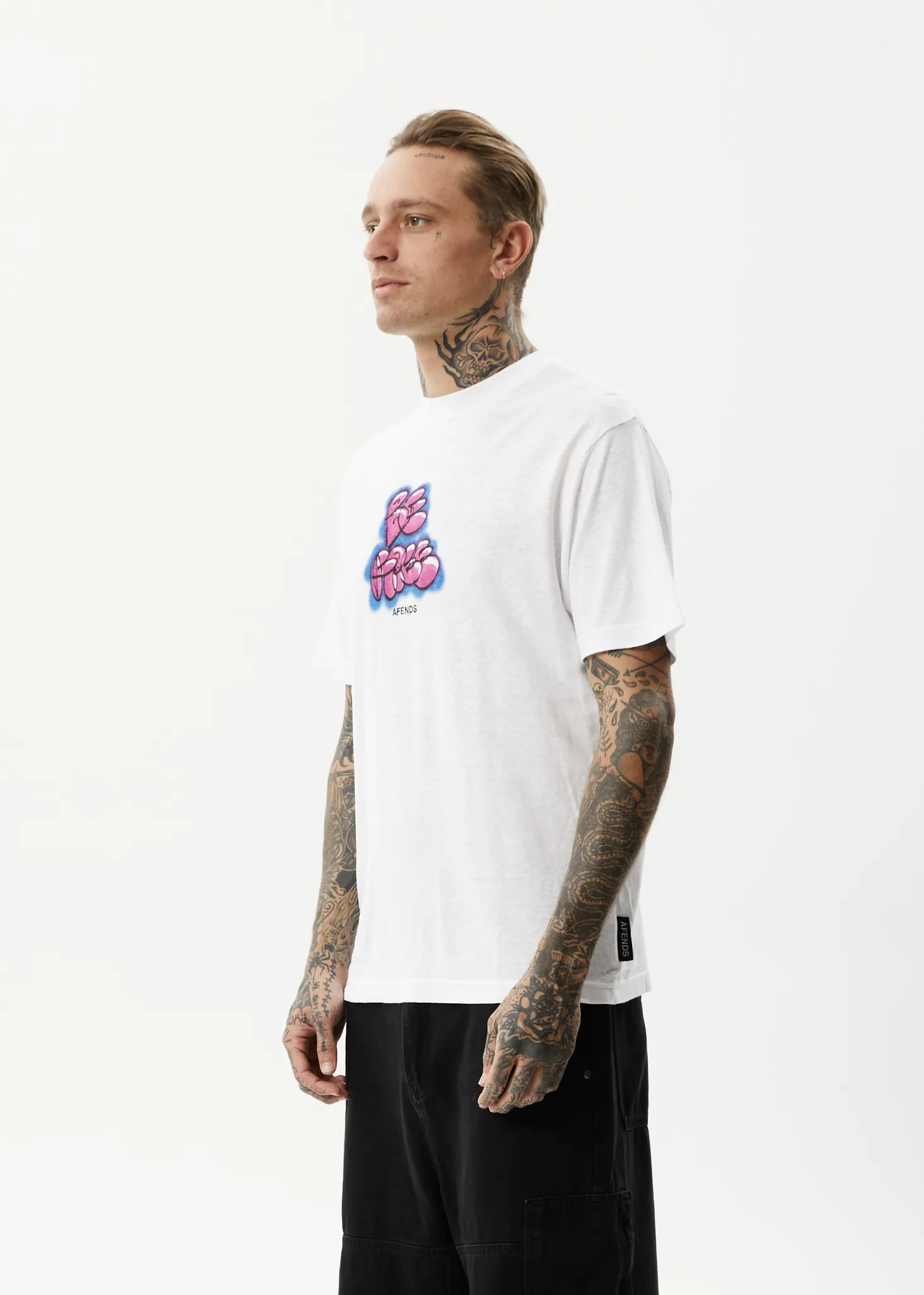 AFENDS Mens Planetary - Retro Graphic T-Shirt - White