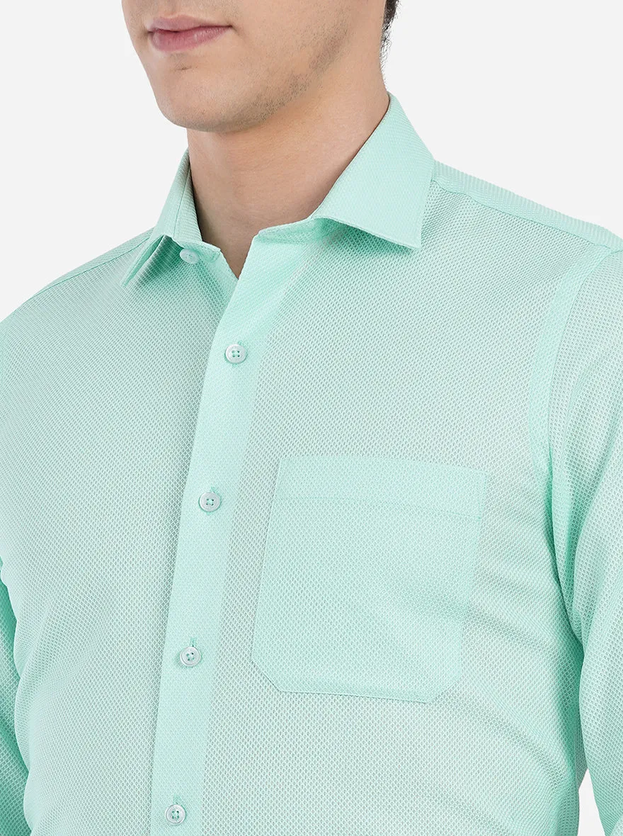 Aquamarine Green Dobby Slim Fit Formal Shirt | JadeBlue