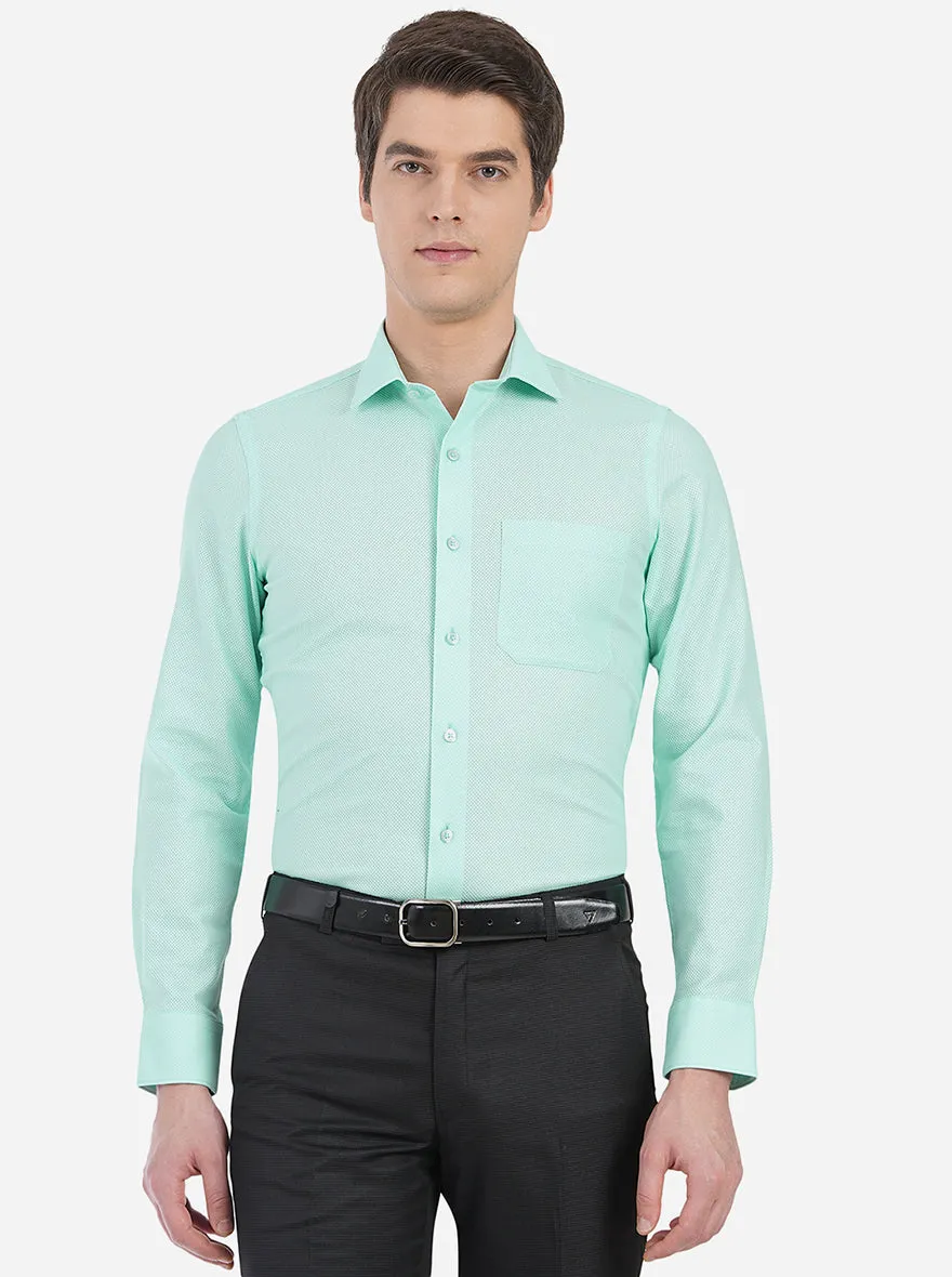 Aquamarine Green Dobby Slim Fit Formal Shirt | JadeBlue