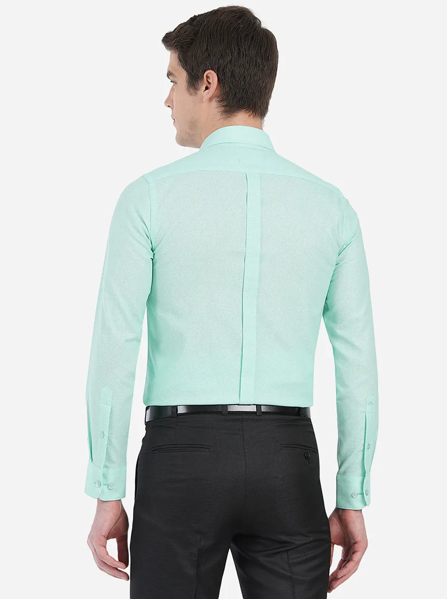 Aquamarine Green Dobby Slim Fit Formal Shirt | JadeBlue