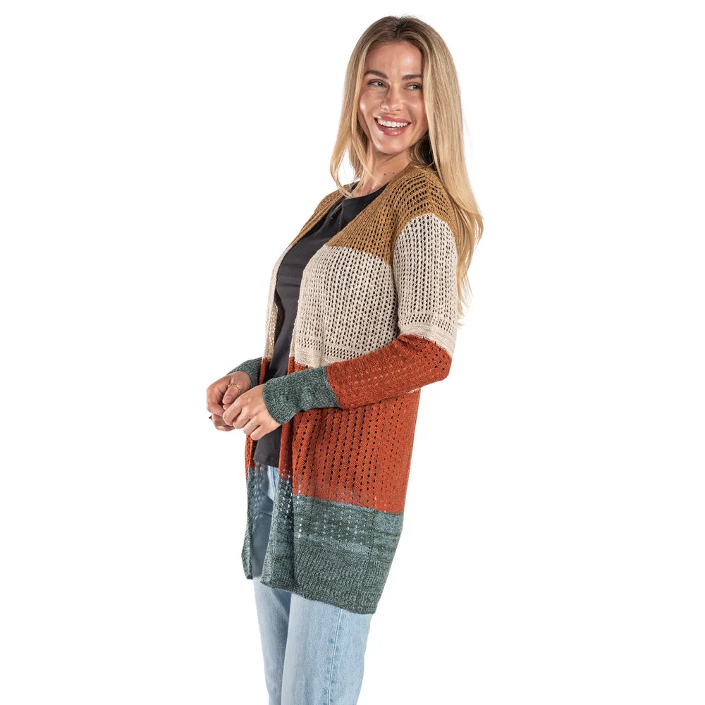 Autumn Harvest Crochet Colorblock Cardigan