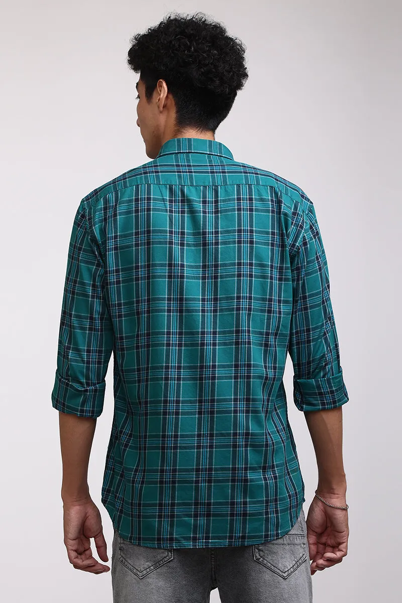 Basic Checks Teal Green Shirt