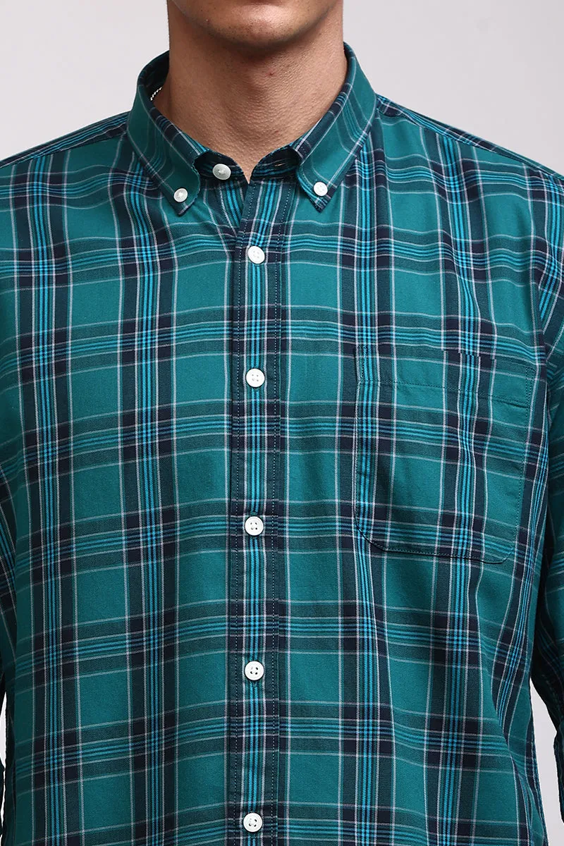 Basic Checks Teal Green Shirt