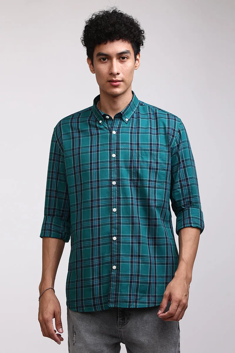 Basic Checks Teal Green Shirt