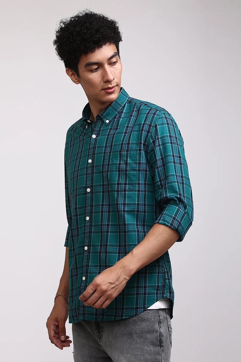 Basic Checks Teal Green Shirt