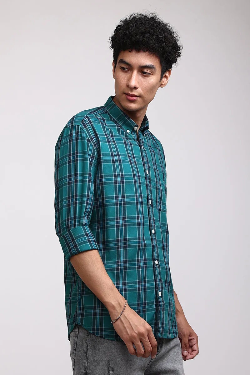 Basic Checks Teal Green Shirt