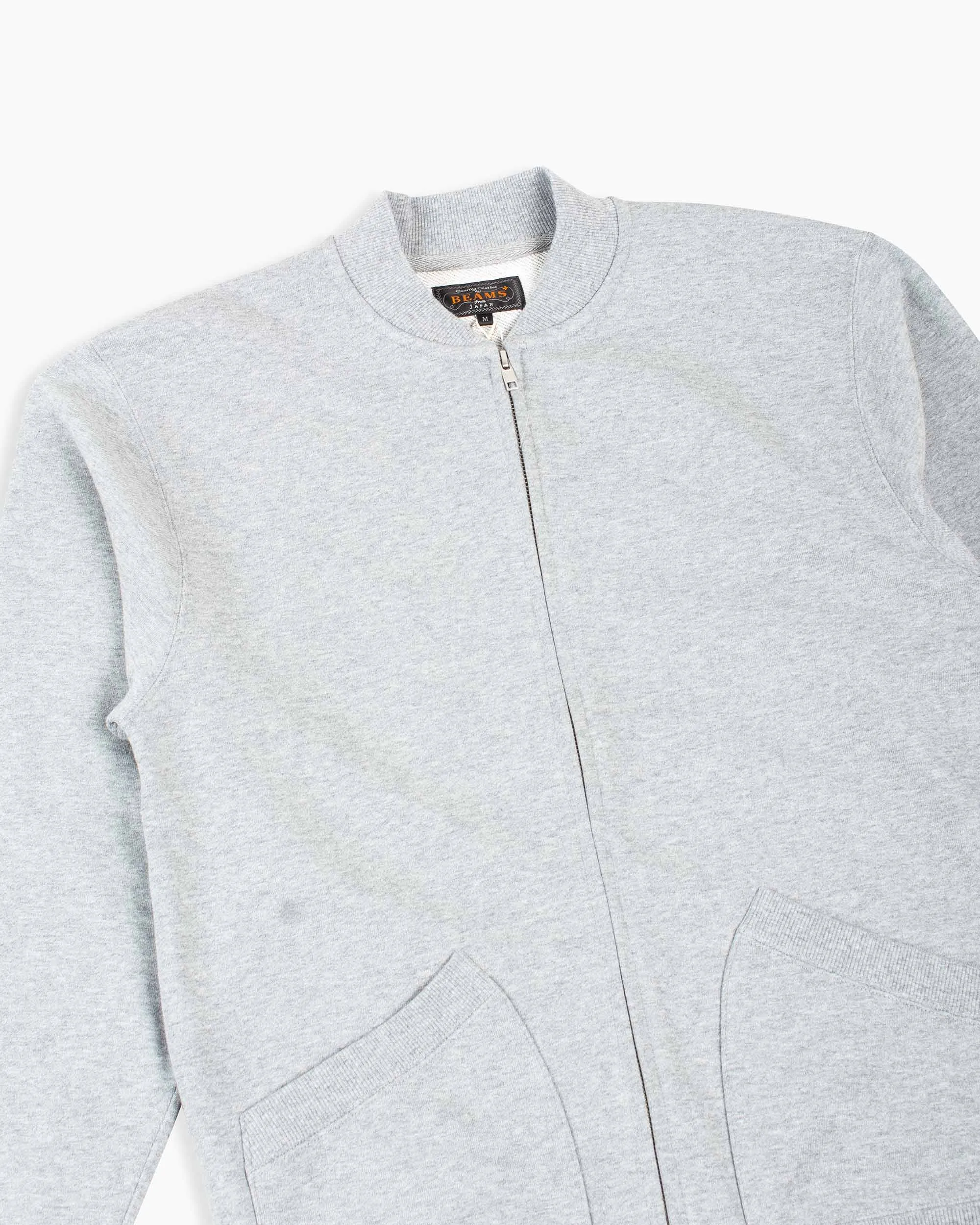 Beams Plus Sweat Zip Crew Grey