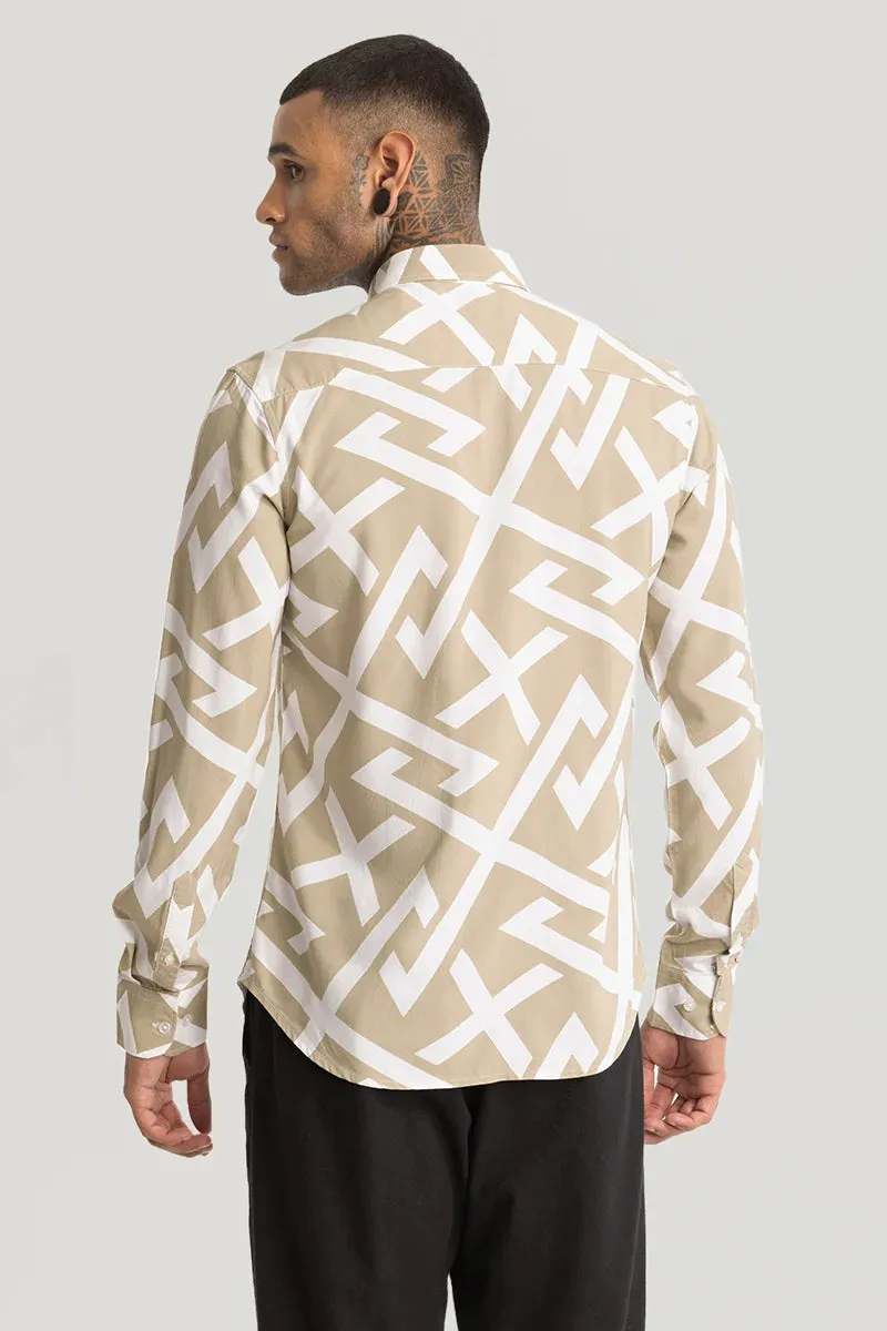 Beige Abstract Printed Shirt