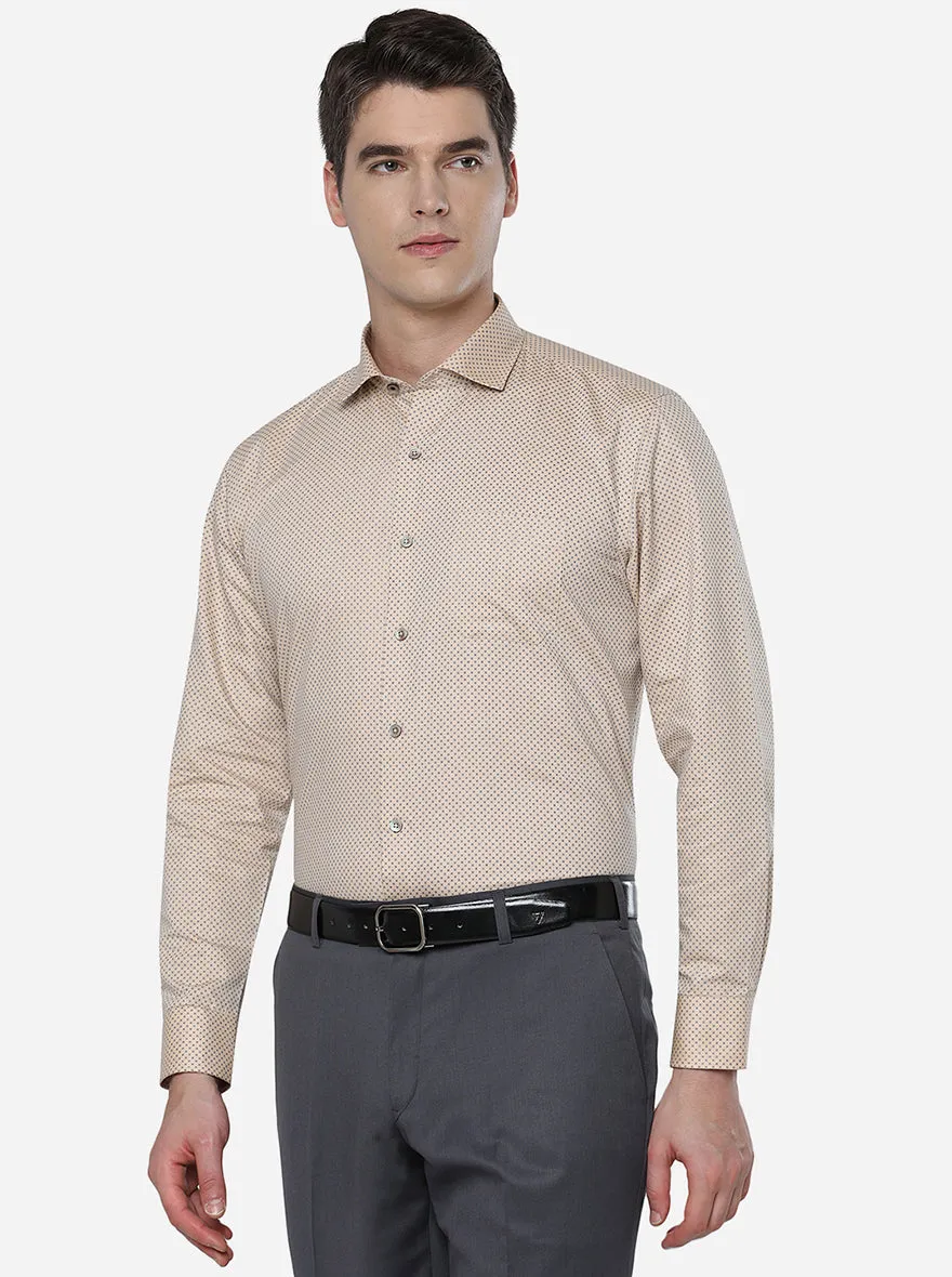 Beige & Blue Printed Regular Fit Formal Shirt | Greenfibre