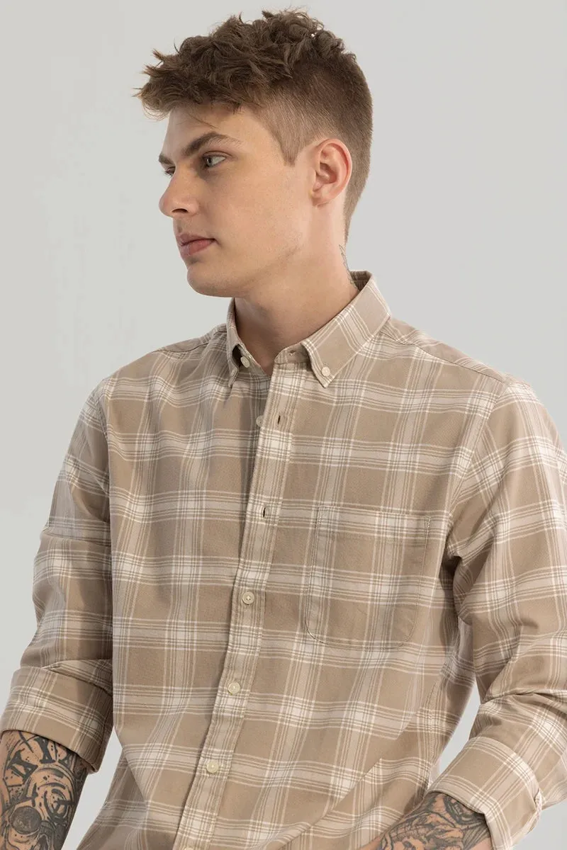 Beige Checks Oxford Shirt