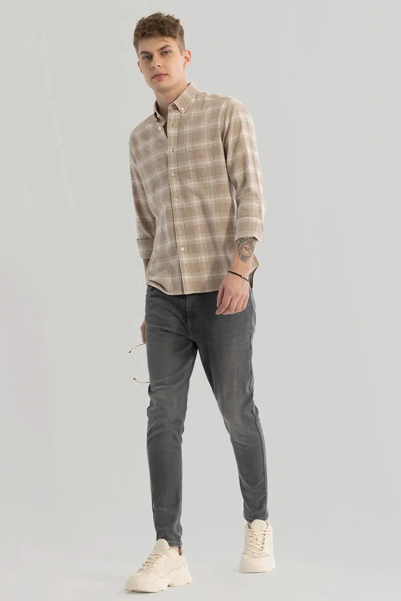 Beige Checks Oxford Shirt