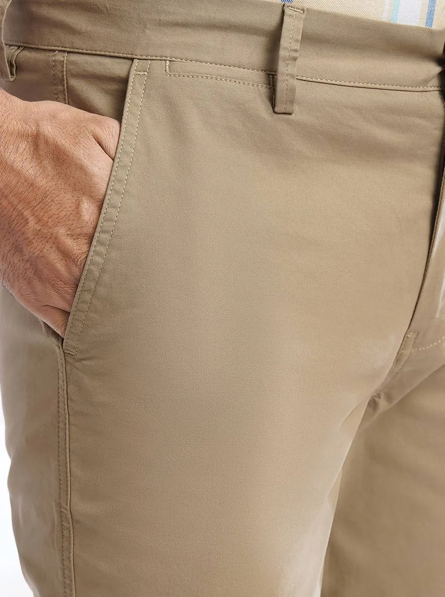 Beige Solid Uno Fit Casual Trouser | JadeBlue