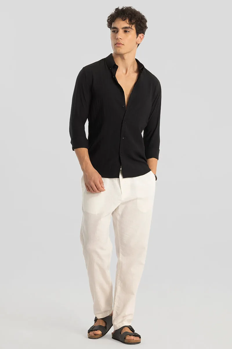 Black Oxford Linen Blend Shirt