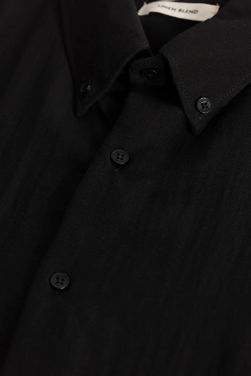 Black Oxford Linen Blend Shirt