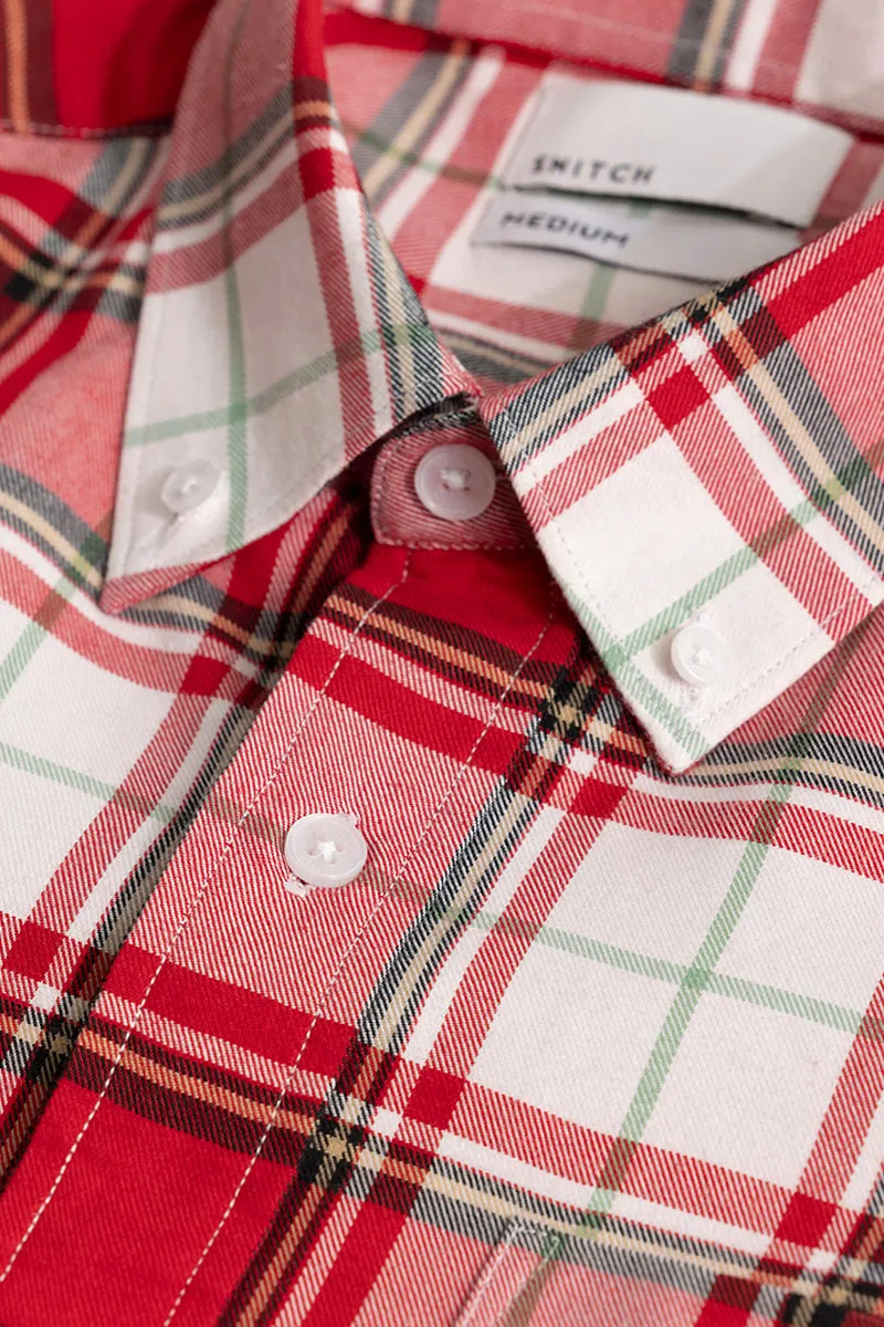 Bold Block Line Candy Red Checks Shirts