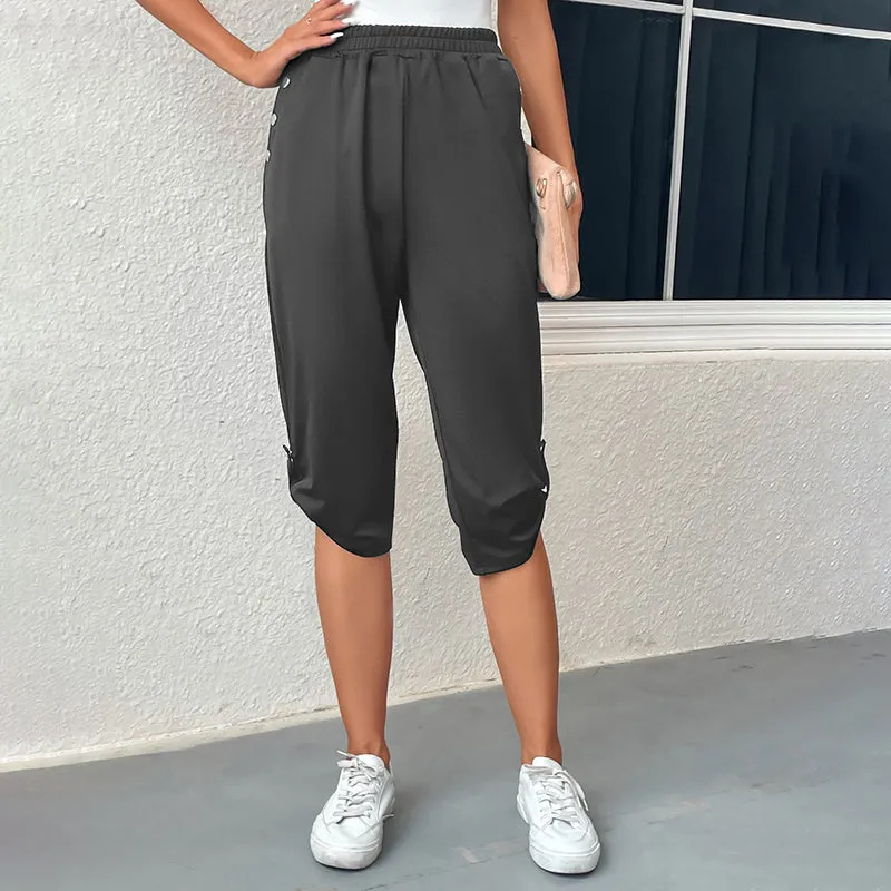 Casual Elastic Waist Trousers