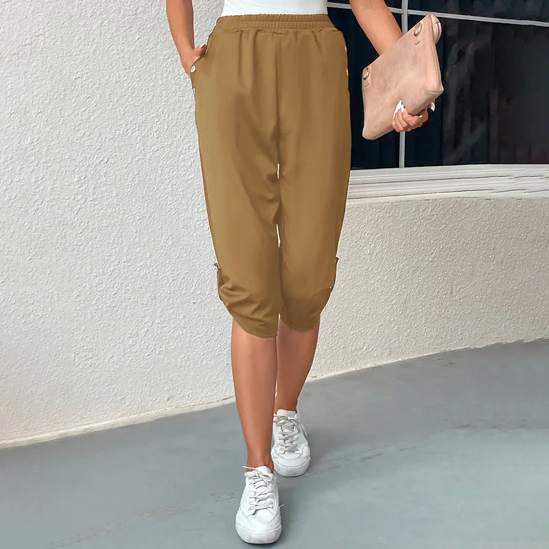 Casual Elastic Waist Trousers