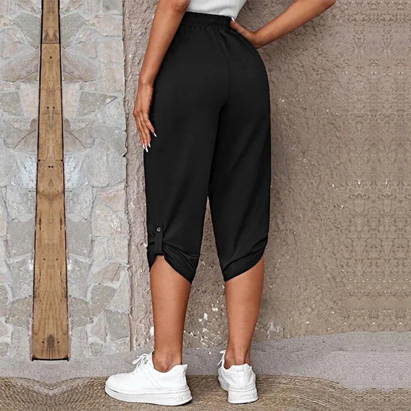 Casual Elastic Waist Trousers