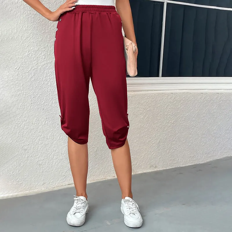 Casual Elastic Waist Trousers