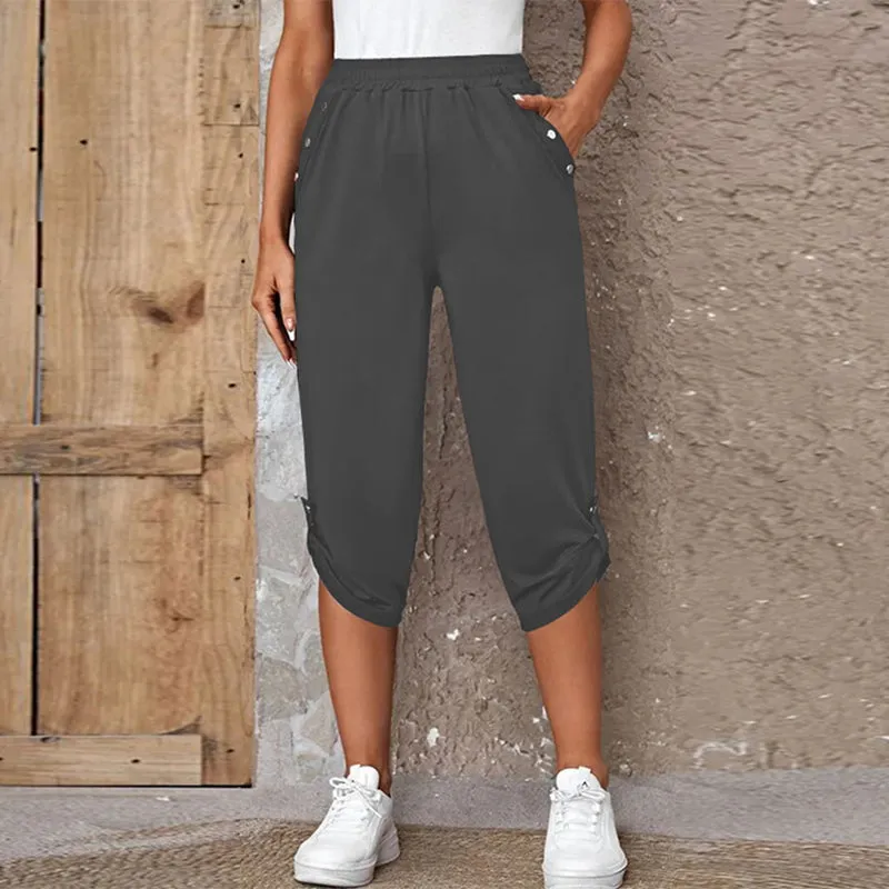 Casual Elastic Waist Trousers