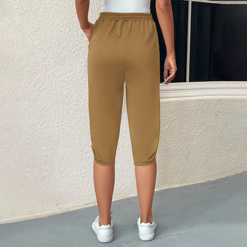 Casual Elastic Waist Trousers