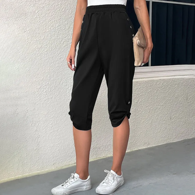 Casual Elastic Waist Trousers