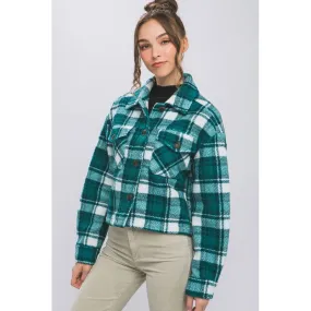 Casual Plaid Button Up Jacket with Pockets