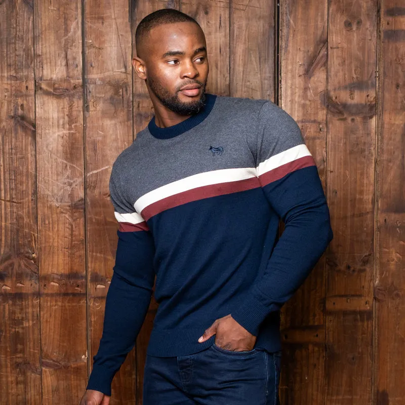 Caversham Colourblock Cashmere-Blend  Pullover Knit Midnight