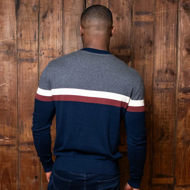 Caversham Colourblock Cashmere-Blend  Pullover Knit Midnight