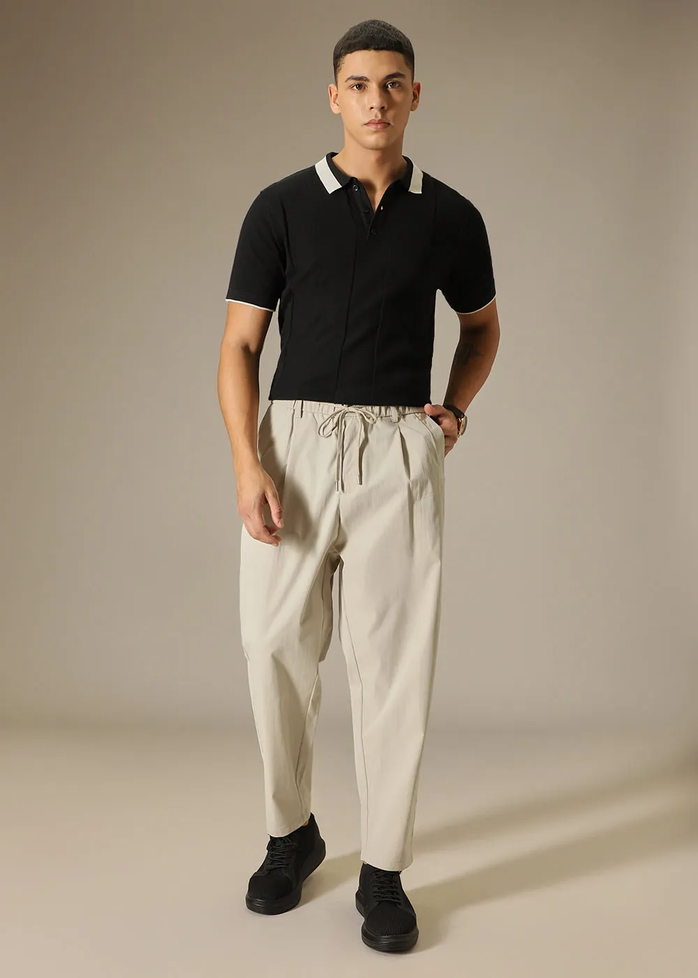 Cream Relaxed Fit Trouser