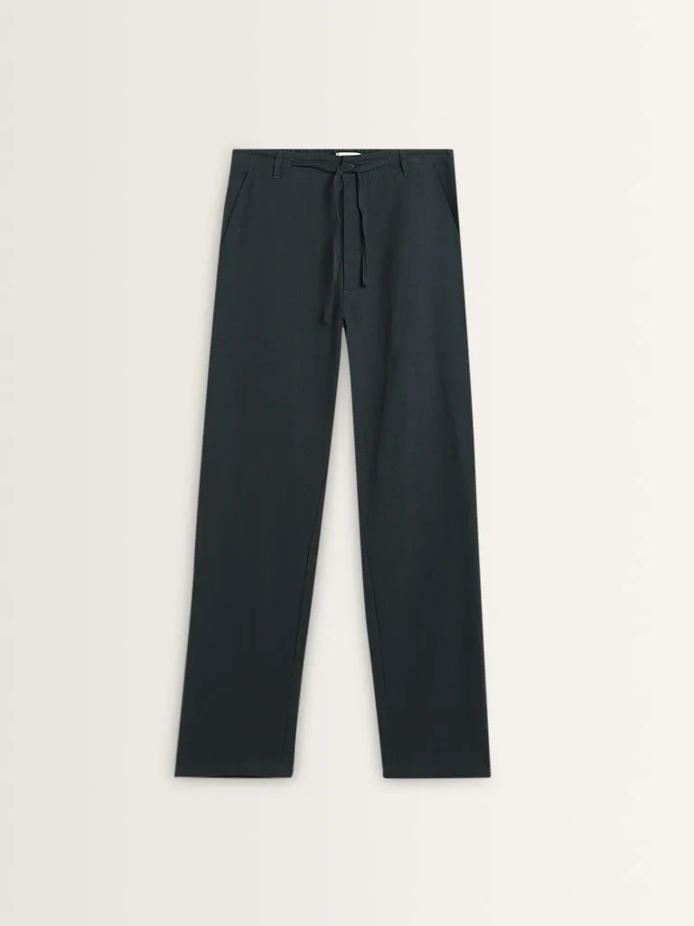 ETA Dark Teal Relaxed-Fit Mid-Rise Cotton Chinos