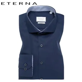 Eterna X-Tall Polpin Navy Shirt W/Trim Navy