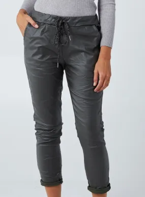 Faux Leather Magic Trousers - Olive