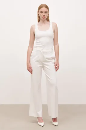 Formal Straight Leg Trousers - Cream