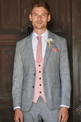 JERRY - Grey Check Suit With Kelvin Pink Waistcoat