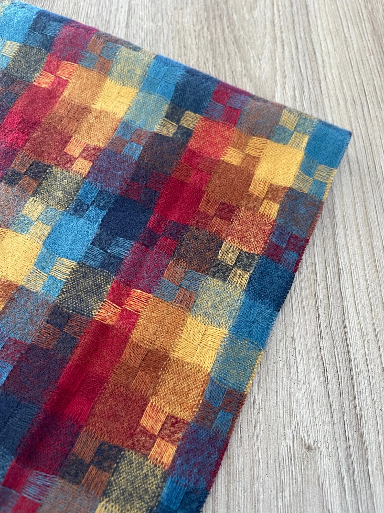 LONG RED MULTICOLOUR WOOL MIX CHECKED TARTAN SCARF