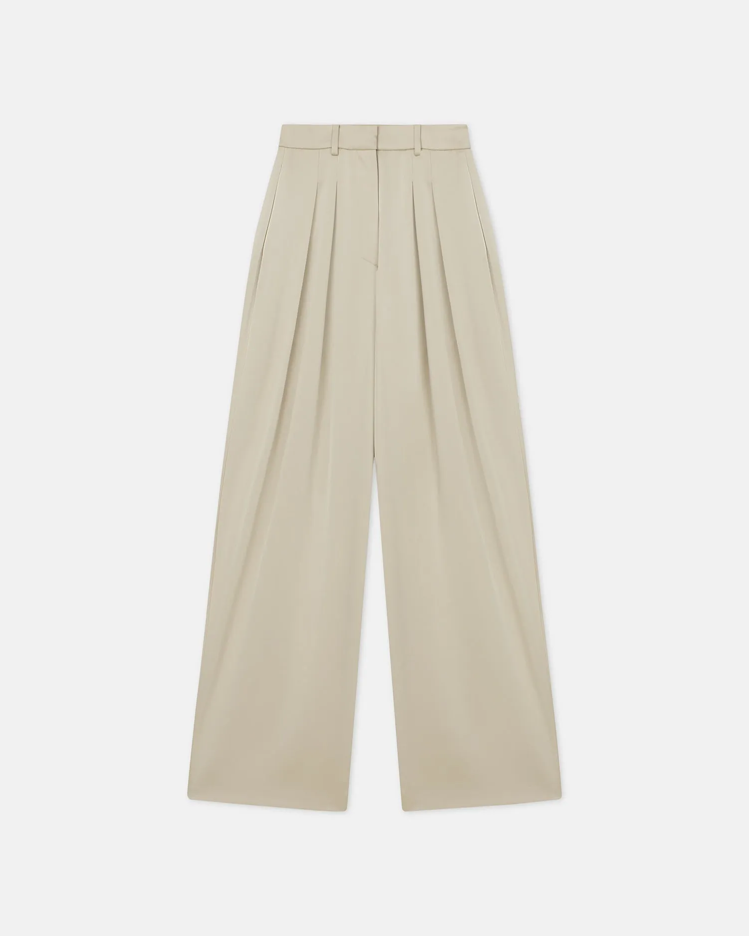 Lynda - Sale Pleated Slip Satin Pants - Porcelain