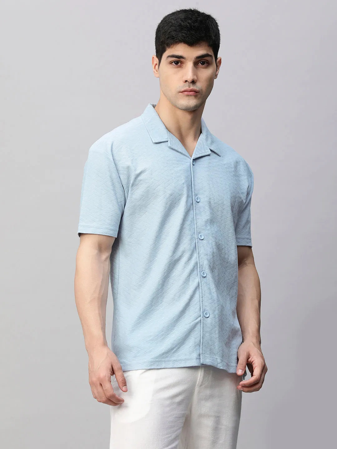 Mens Half Sleeve Resort Shirt - Sky