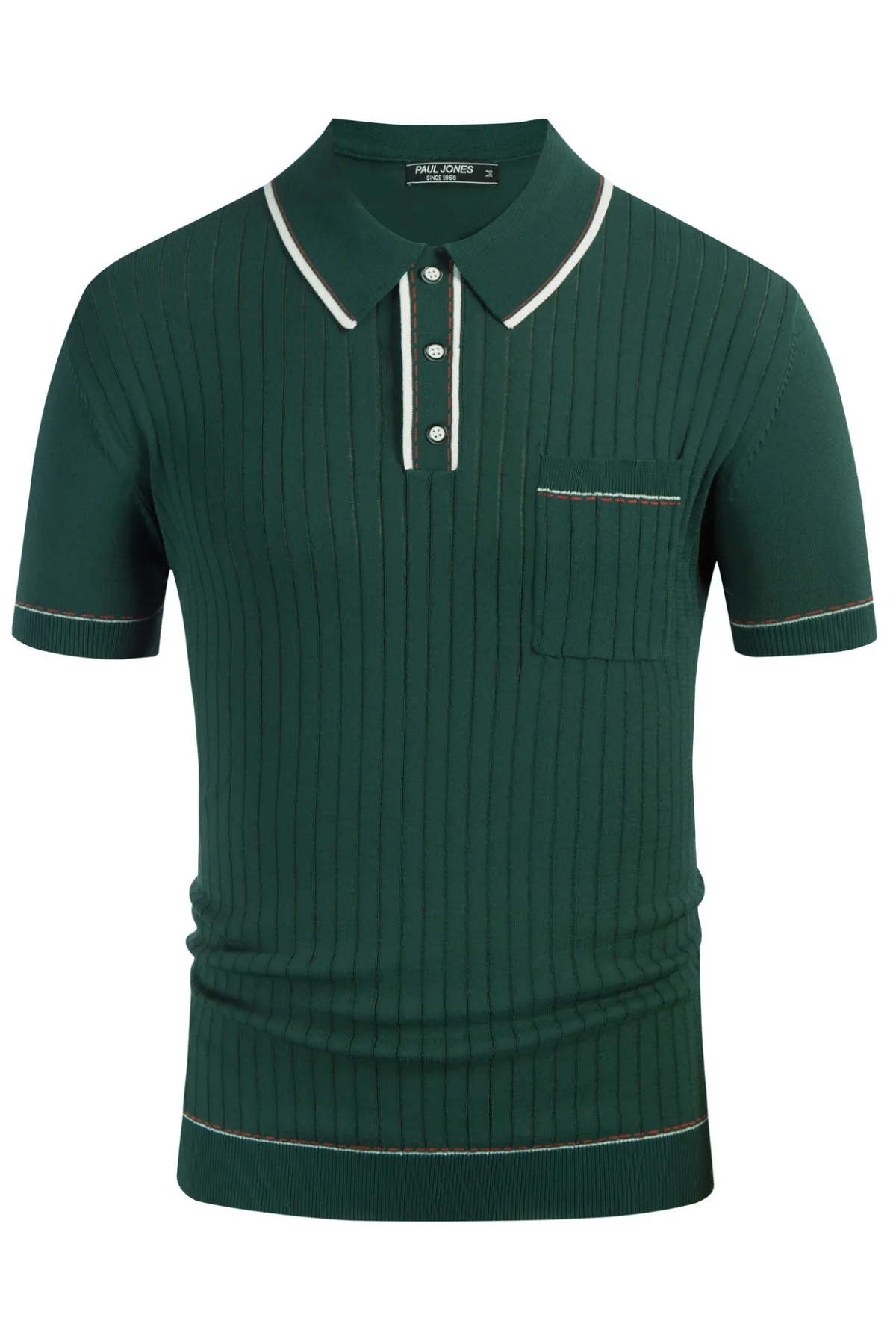 Men's Short Sleeve Knit Button Polo Shirts Casual Pullover Golf Shirt with Pockets