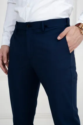 Navy Blue Slim Fit Stretch Formal Pants