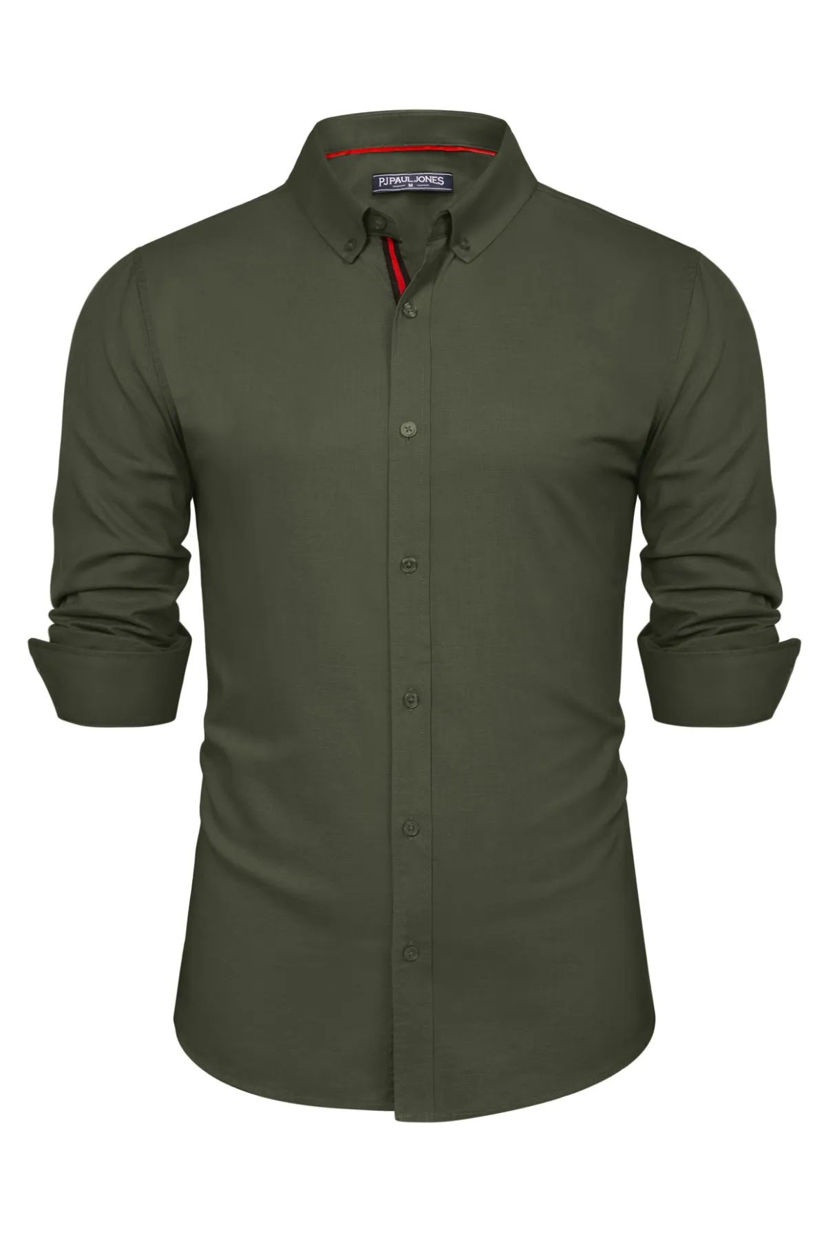 PJ Men Breathable Cotton & Linen Shirt Long Sleeve Button-Down Collar Tops