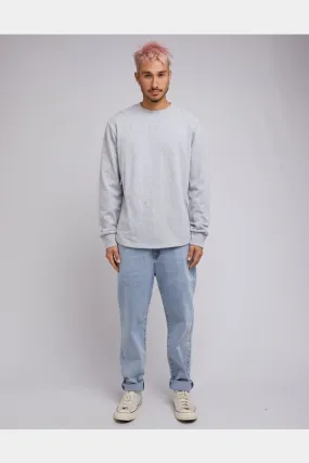 Silent theory curved hem crew- grey marle