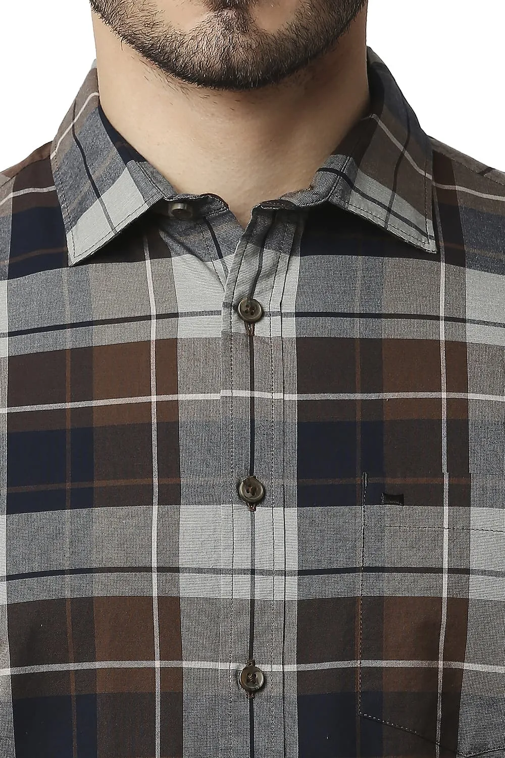 Slim Fit Oxford Checks Halfsleeves Shirt