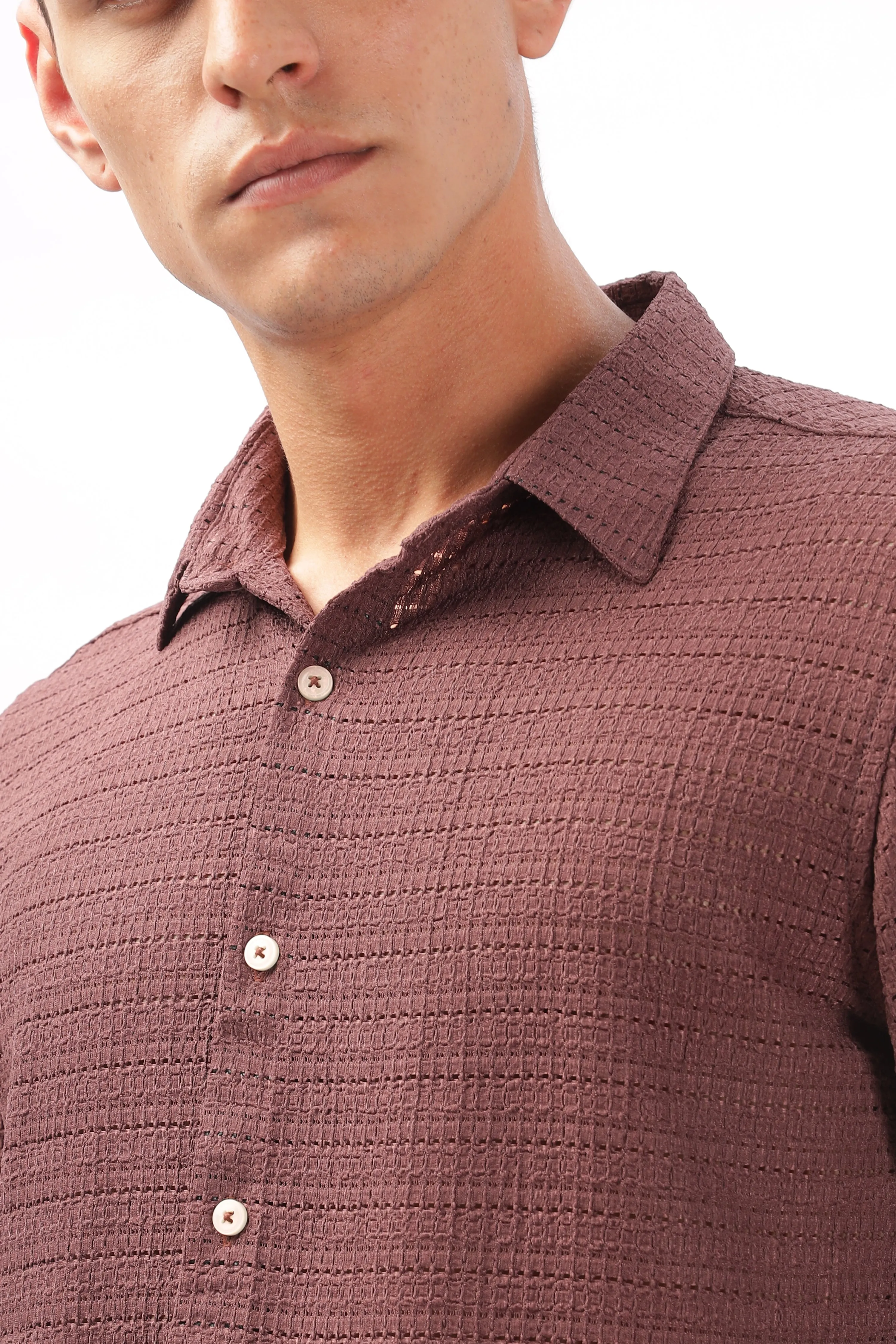 Textured Maroon Shirt