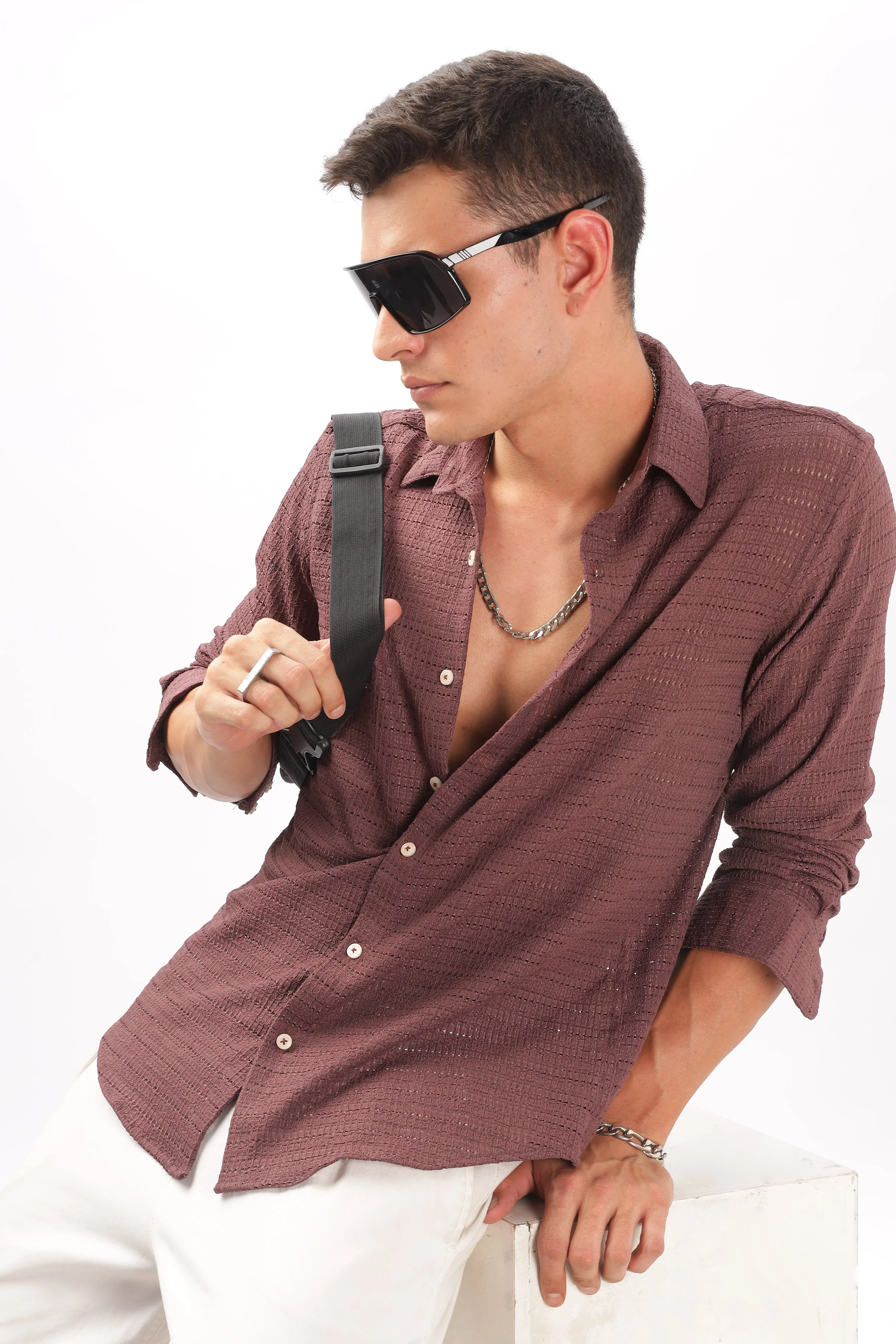 Textured Maroon Shirt