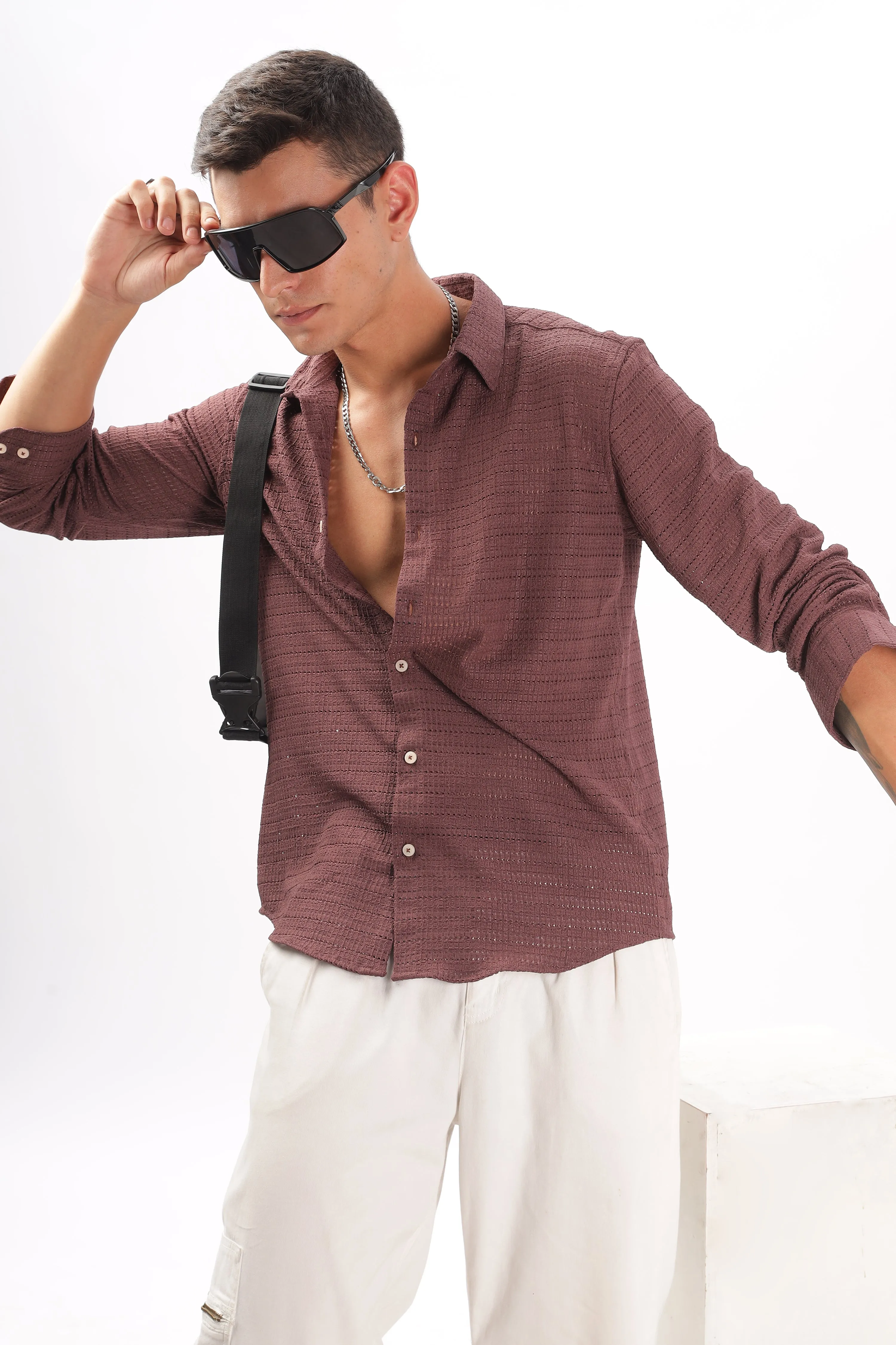 Textured Maroon Shirt