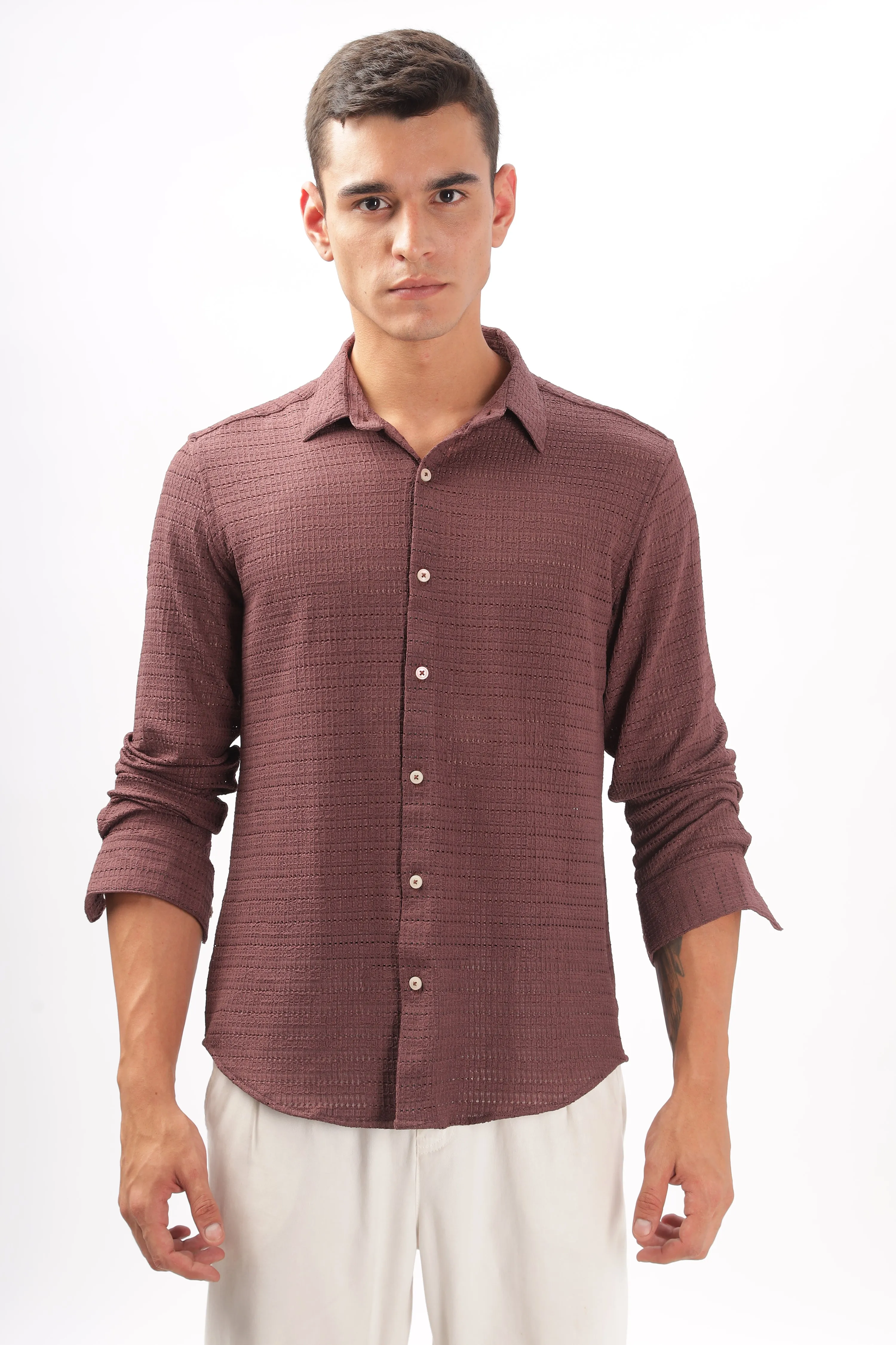 Textured Maroon Shirt