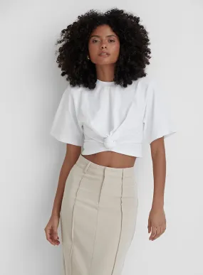 White Knot Front Cropped T-shirt- Heidi